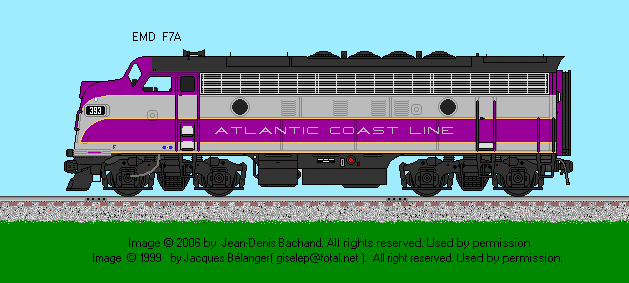 Drawing of ACL F7A #393 in a purple and silver scheme